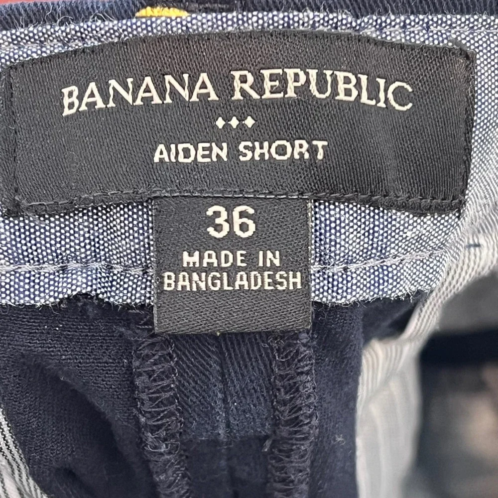 Banana Republic Aiden Short Mens 36 Navy Blue Banana Slim‎ Fit Chino Novelty